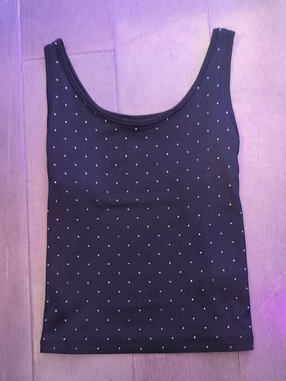 Maltese Black Crop Top with Diamonds